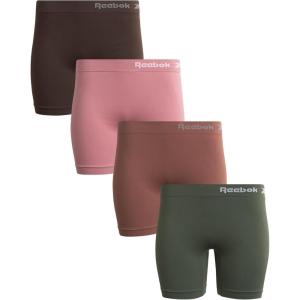 imageReebok Womens Boy Shorts Underwear  4 Pack Seamless Long Leg Boyshorts Panties for Women S3X available in Plus SizeFoxgloveJavaNutmegDark Forest