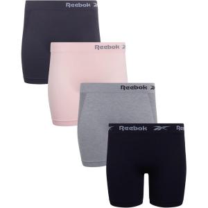 imageReebok Womens Boy Shorts Underwear  4 Pack Seamless Long Leg Boyshorts Panties for Women S3X available in Plus SizeLight GreyBlackened PearlLotusBlack
