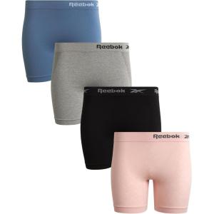 imageReebok Womens Boy Shorts Underwear  4 Pack Seamless Long Leg Boyshorts Panties for Women S3X available in Plus SizeLotusBlackLight Grey MelangeBlue