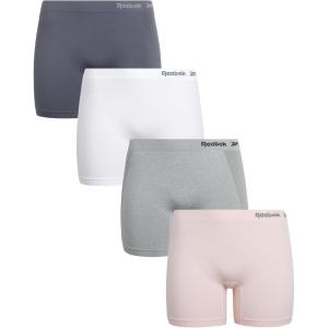 imageReebok Womens Boy Shorts Underwear  4 Pack Seamless Long Leg Boyshorts Panties for Women S3X available in Plus SizeLotusBlackened PearlWhiteGrey