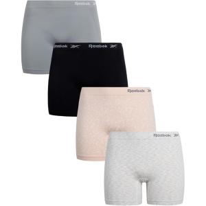 imageReebok Womens Boy Shorts Underwear  4 Pack Seamless Long Leg Boyshorts Panties for Women S3X available in Plus SizeRose Dust JacquardSharksinBlackNatural Spacedye