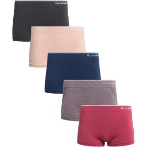imageReebok Womens Boy Shorts Underwear  5 Pack Stretch Performance Boyshort Panties  Seamless Underwear for Women SXXLFoxGloveLotus FigDenimBlackened Pearl