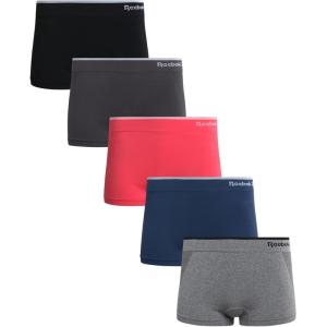 imageReebok Womens Boy Shorts Underwear  5 Pack Stretch Performance Boyshort Panties  Seamless Underwear for Women SXXLGreyDenimCoralBlackened PearlBlack