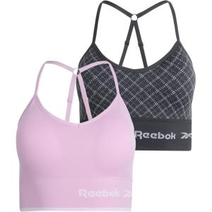 imageReebok Womens Everyday Bra  2 Pack Lightweight Stretch Performance Longline Cami Bralette  Seamless Bras for Women SXLBlackened Pearl JacquardMauve Mist