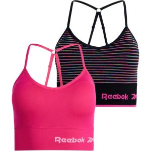 imageReebok Womens Everyday Bra  2 Pack Lightweight Stretch Performance Longline Cami Bralette  Seamless Bras for Women SXLSpacedye StripePink
