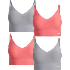 imageReebok Womens Everyday Bras  4 Pack Soft Stretch Performance Longline Bonded Cami Bralette  Seamless Bras for Women SLCoralSharkskin