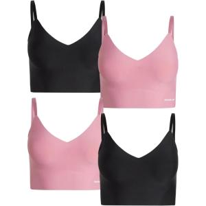 imageReebok Womens Everyday Bras  4 Pack Soft Stretch Performance Longline Bonded Cami Bralette  Seamless Bras for Women SLFoxgloveBlack