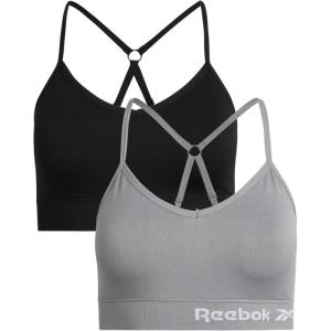 imageReebok Womens Lightweight Soft Stretch Performance Cami Seamless Bralette 2 PackBlackSharkskin