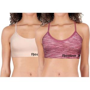 imageReebok Womens Lightweight Soft Stretch Performance Cami Seamless Bralette 2 PackRed Space DyePink
