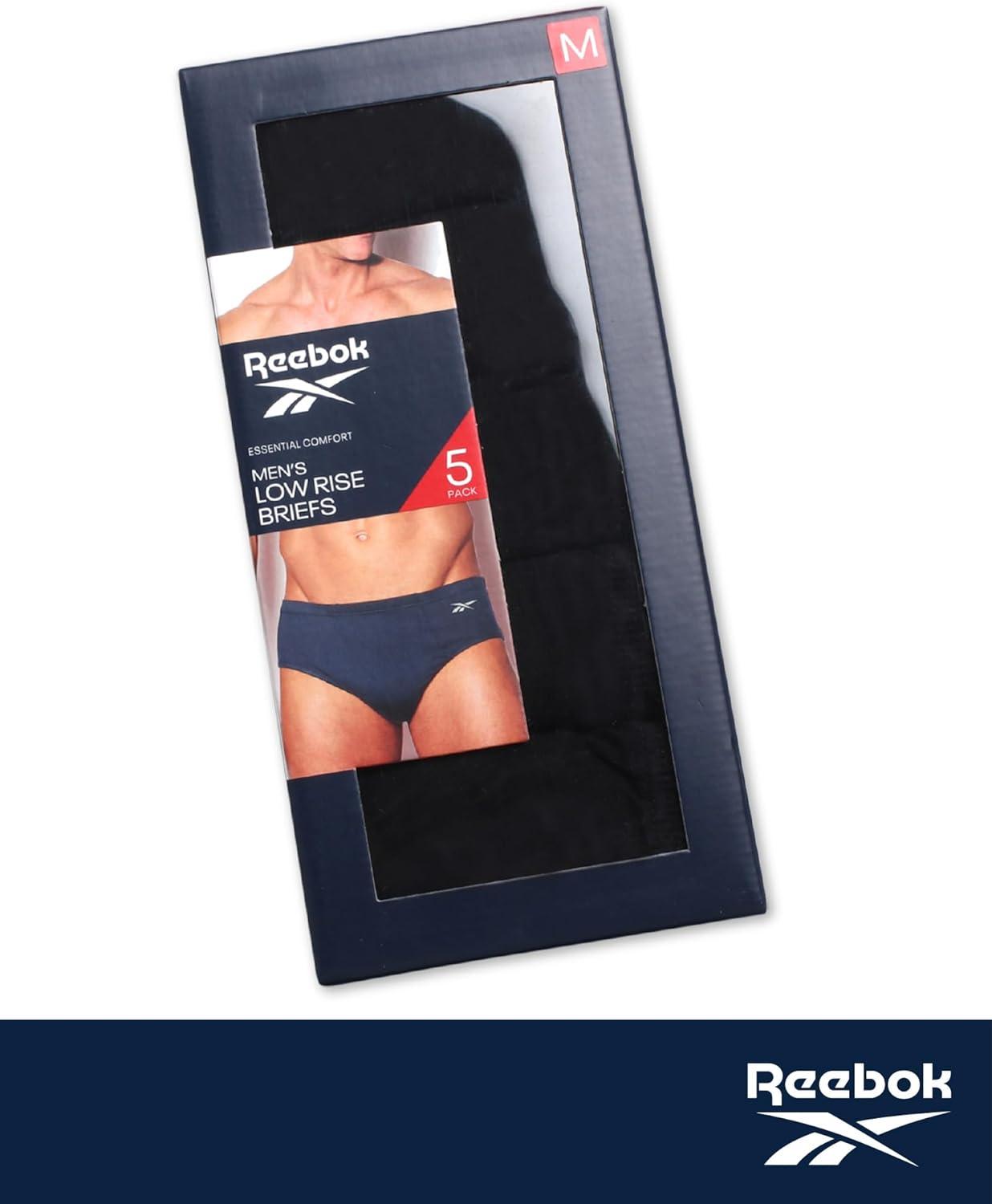 imageReebok Low Rise Mens Briefs  5 Pack Soft Cotton Underwear with Supportive Contour Pouch  Supportive Fit for Everyday WearBlackBlackBlackBlackBlack