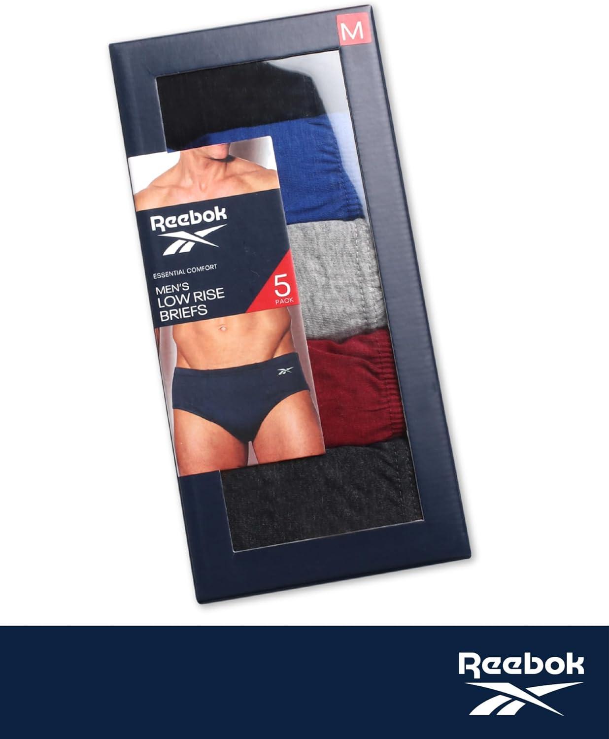 imageReebok Low Rise Mens Briefs  5 Pack Soft Cotton Underwear with Supportive Contour Pouch  Supportive Fit for Everyday WearBlackSurf the WebHeather GreyTibetan RedCharcoal Heather