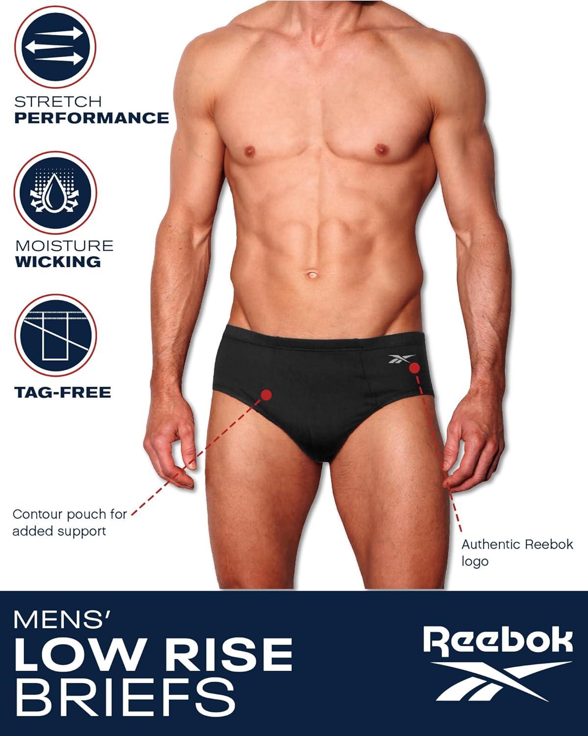 imageReebok Low Rise Mens Briefs  5 Pack Soft Cotton Underwear with Supportive Contour Pouch  Supportive Fit for Everyday WearBlackSurf the WebHeather GreyTibetan RedCharcoal Heather