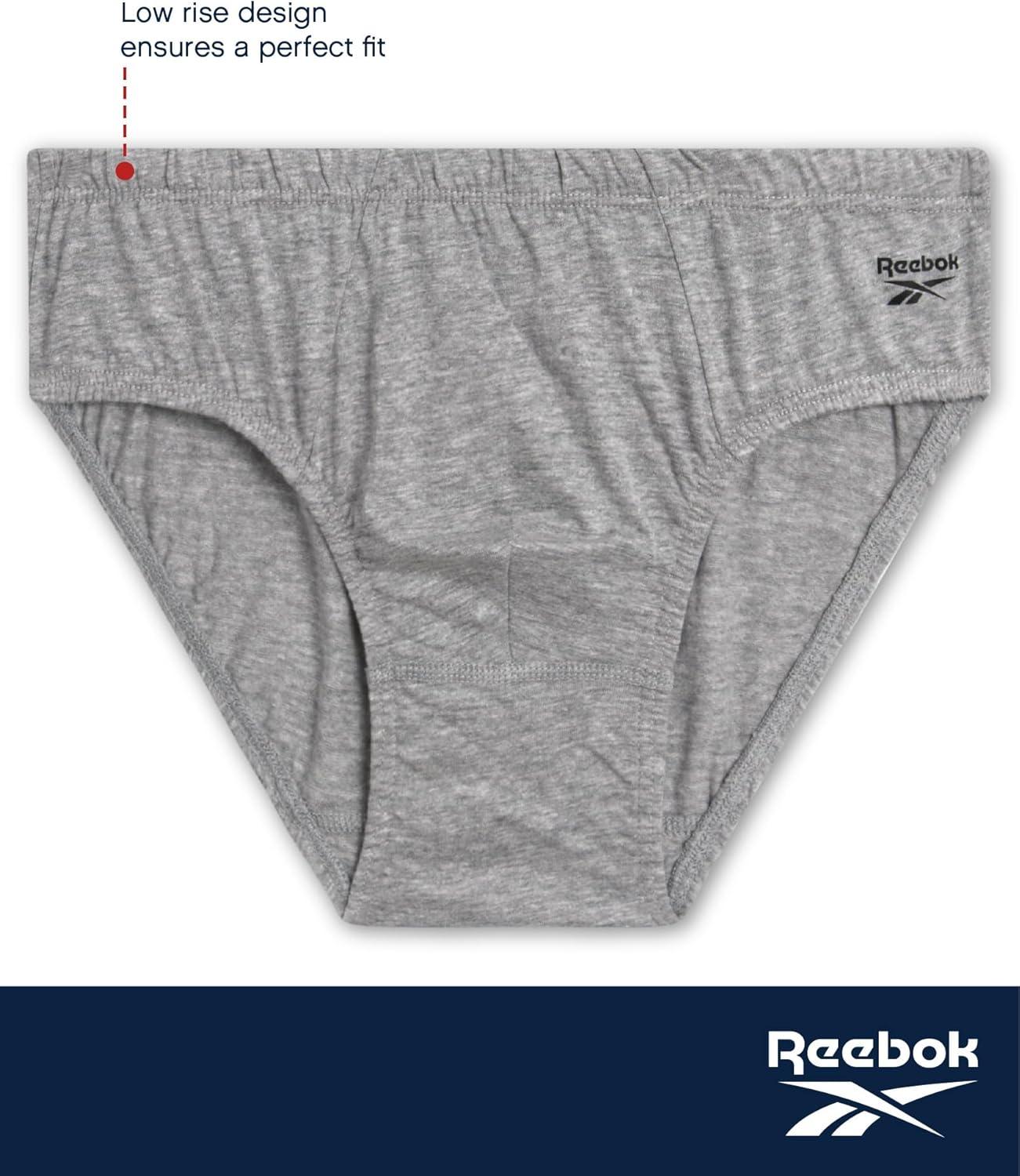 imageReebok Low Rise Mens Briefs  5 Pack Soft Cotton Underwear with Supportive Contour Pouch  Supportive Fit for Everyday WearBlackSurf the WebHeather GreyTibetan RedCharcoal Heather