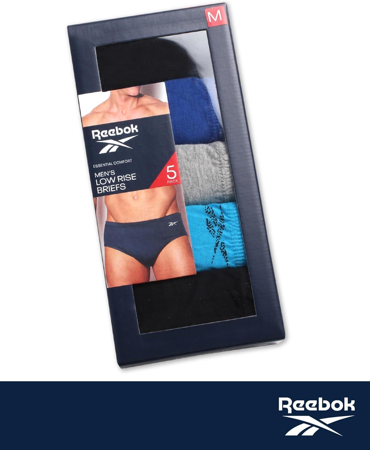imageReebok Low Rise Mens Briefs  5 Pack Soft Cotton Underwear with Supportive Contour Pouch  Supportive Fit for Everyday WearBlackSurf the WebHeather GreyPrintBlack