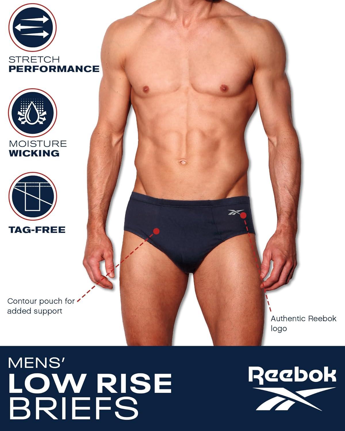 imageReebok Low Rise Mens Briefs  5 Pack Soft Cotton Underwear with Supportive Contour Pouch  Supportive Fit for Everyday WearCharcoal HeatherEvening PrimrosePrintBlack