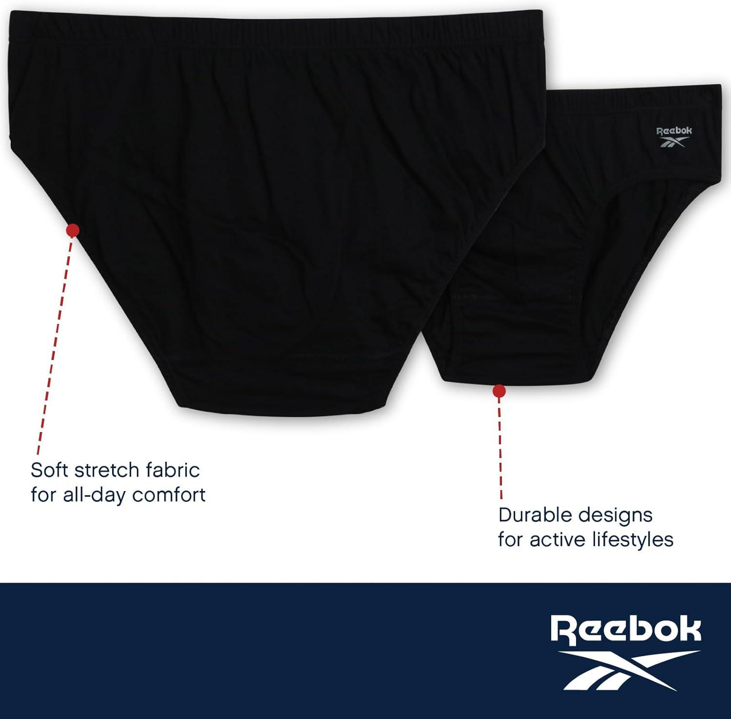 imageReebok Low Rise Mens Briefs  5 Pack Soft Cotton Underwear with Supportive Contour Pouch  Supportive Fit for Everyday WearCharcoal HeatherEvening PrimrosePrintBlack