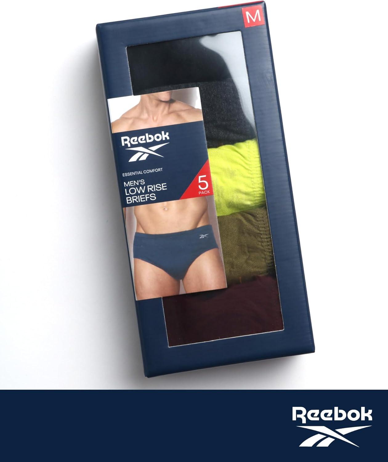 imageReebok Low Rise Mens Briefs  5 Pack Soft Cotton Underwear with Supportive Contour Pouch  Supportive Fit for Everyday WearCharcoal HeatherEvening PrimrosePrintBlack