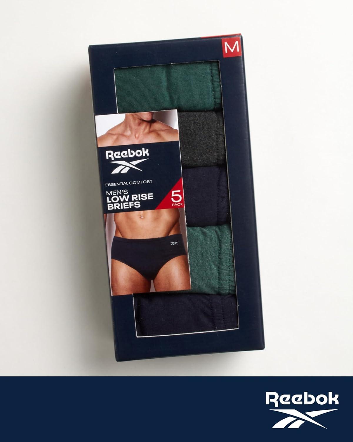 imageReebok Low Rise Mens Briefs  5 Pack Soft Cotton Underwear with Supportive Contour Pouch  Supportive Fit for Everyday WearDark GreenCharcoalNavy BlueHeather Green