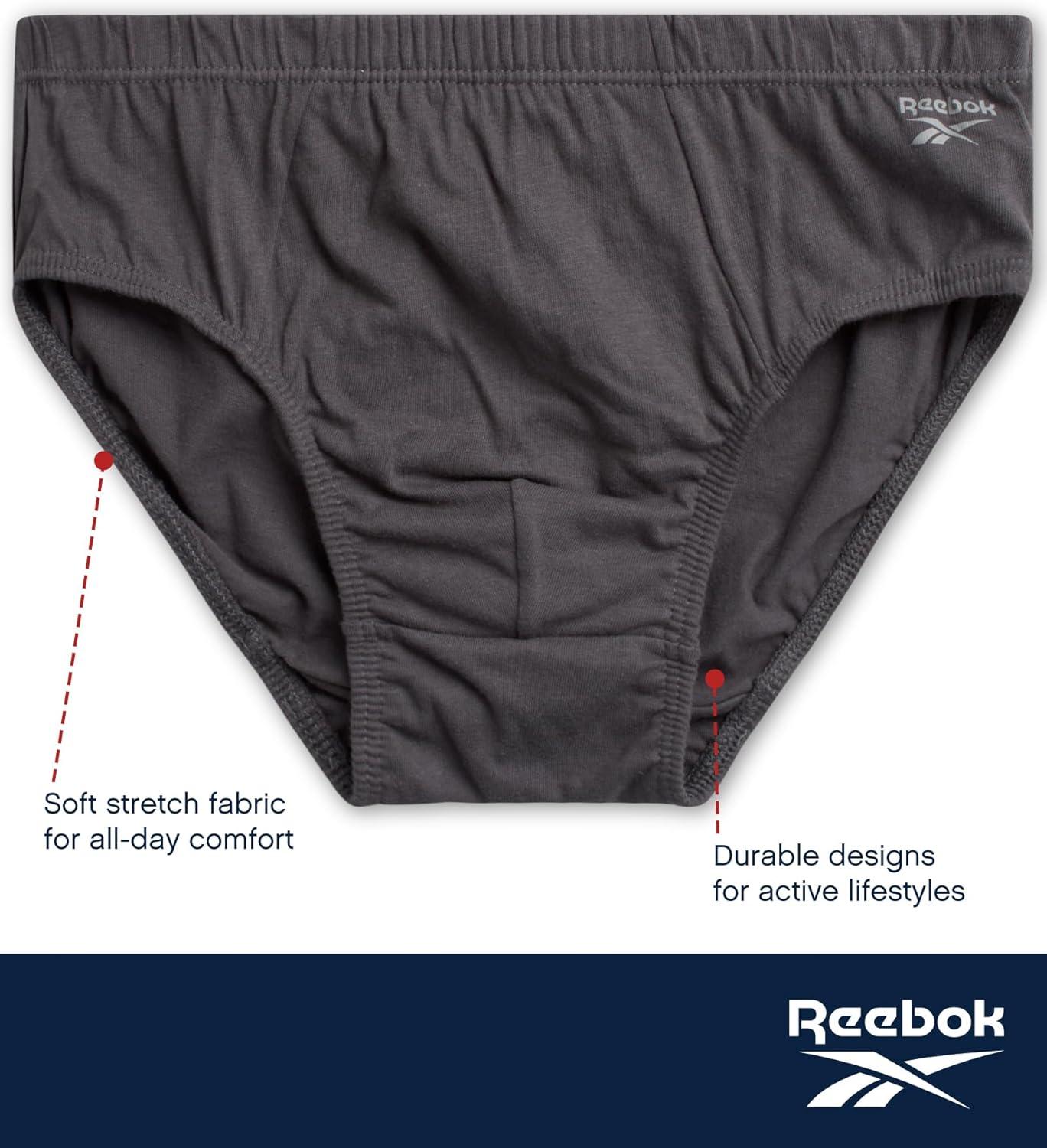 imageReebok Low Rise Mens Briefs  5 Pack Soft Cotton Underwear with Supportive Contour Pouch  Supportive Fit for Everyday WearDark GreenCharcoalNavy BlueHeather Green