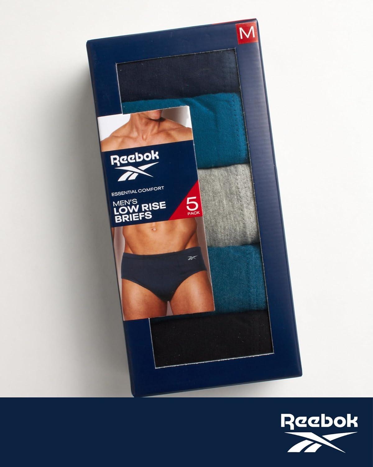 imageReebok Low Rise Mens Briefs  5 Pack Soft Cotton Underwear with Supportive Contour Pouch  Supportive Fit for Everyday WearNavyOcean BlueLight GreyBlack