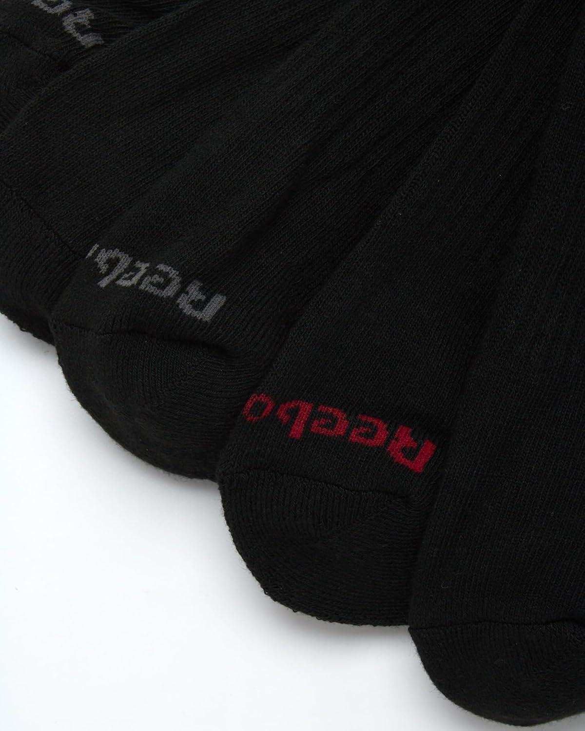 imageReebok Mens Athletic Crew Socks  5 Pack Moisture Wicking Cushioned Athletic Socks for Men with Reinforced Seams 6125BlackRed Logo