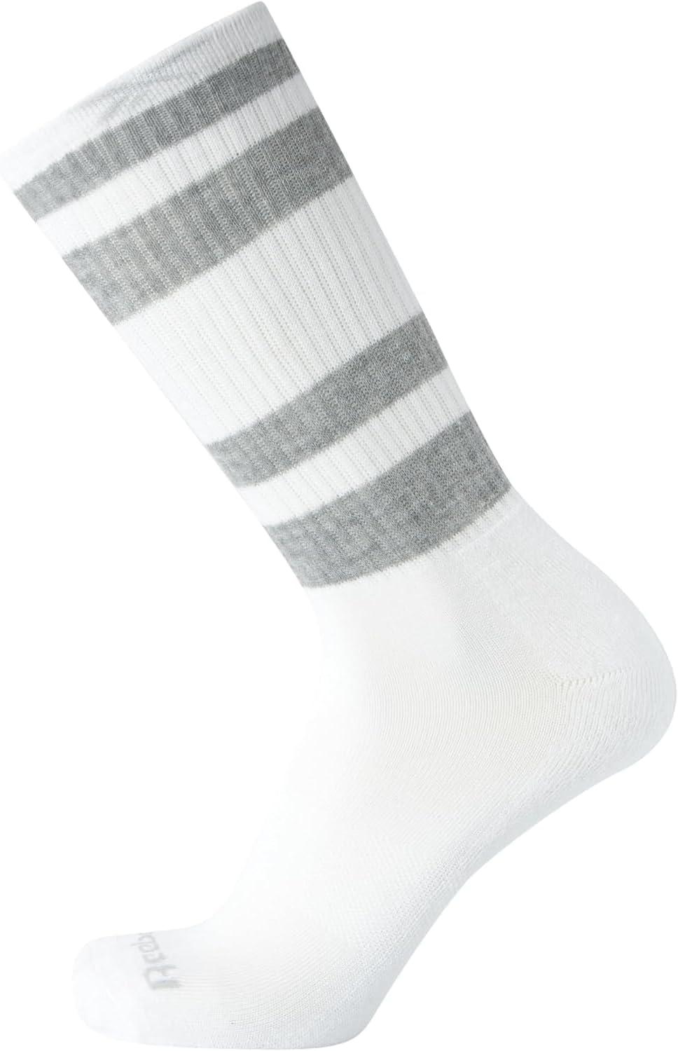 imageReebok Mens Athletic Crew Socks  5 Pack Moisture Wicking Cushioned Athletic Socks for Men with Reinforced Seams 6125Bright White