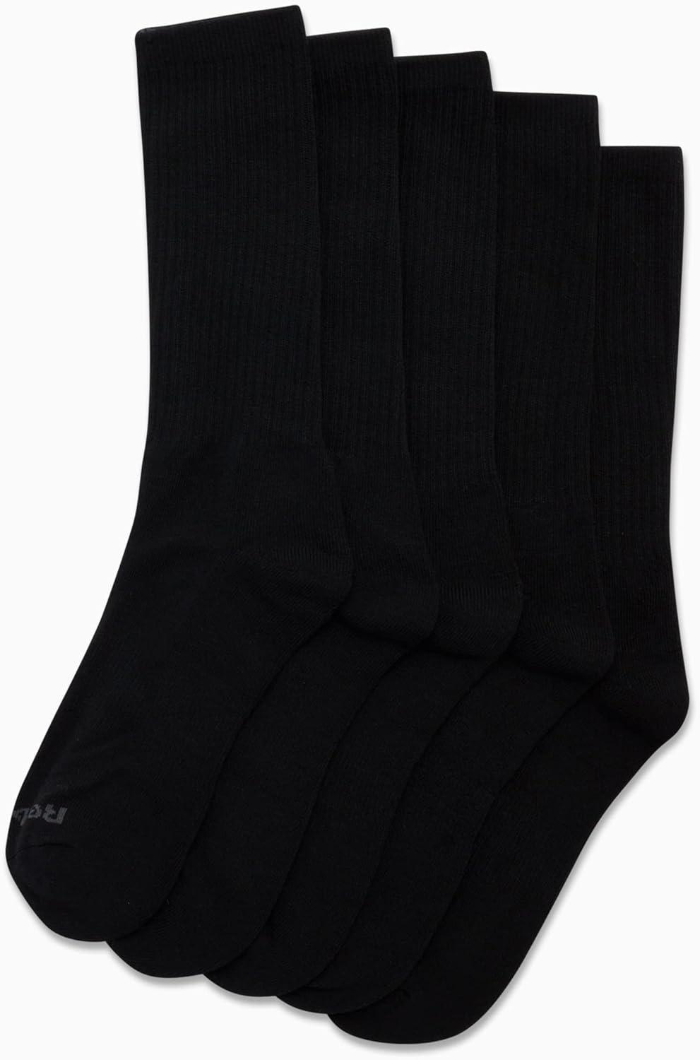imageReebok Mens Athletic Crew Socks  5 Pack Moisture Wicking Cushioned Athletic Socks for Men with Reinforced Seams 6125Classic Black