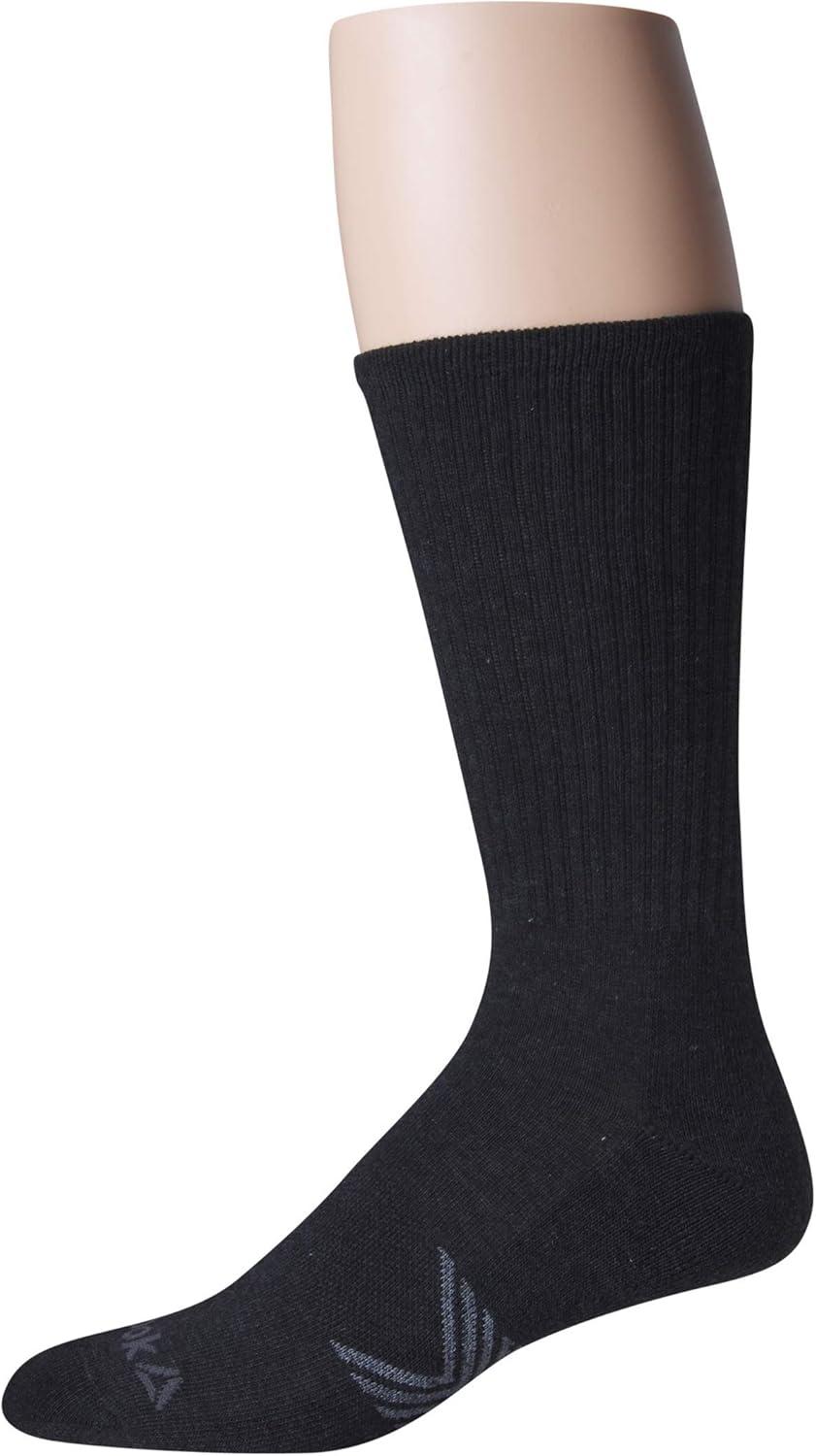 imageReebok Mens Athletic Crew Socks  5 Pack Moisture Wicking Cushioned Athletic Socks for Men with Reinforced Seams 6125Grey Logo