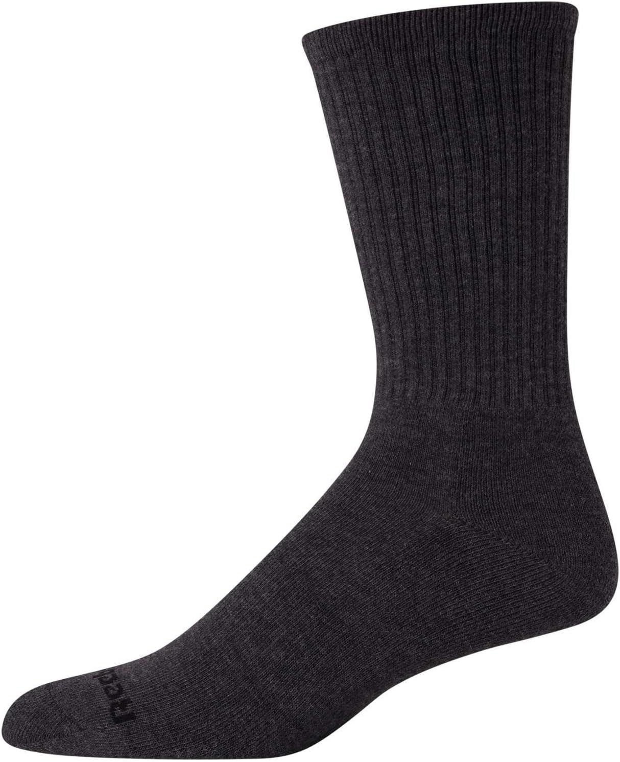 imageReebok Mens Athletic Crew Socks  5 Pack Moisture Wicking Cushioned Athletic Socks for Men with Reinforced Seams 6125Lead Grey
