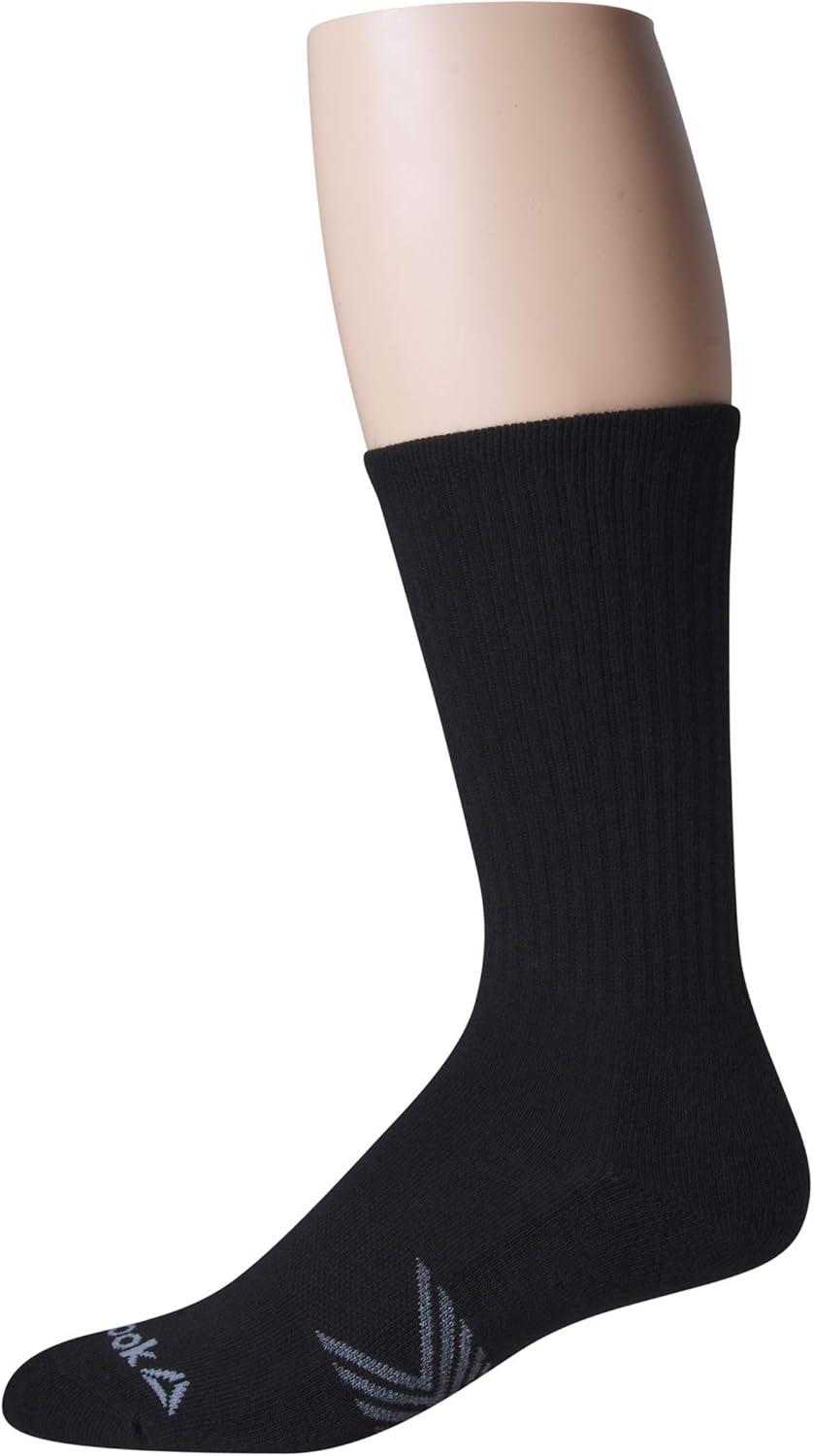 imageReebok Mens Athletic Crew Socks  5 Pack Moisture Wicking Cushioned Athletic Socks for Men with Reinforced Seams 6125Midnight Black