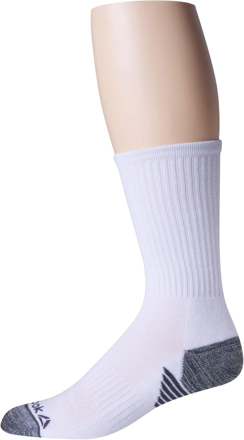 imageReebok Mens Athletic Crew Socks  5 Pack Moisture Wicking Cushioned Athletic Socks for Men with Reinforced Seams 6125Pure White
