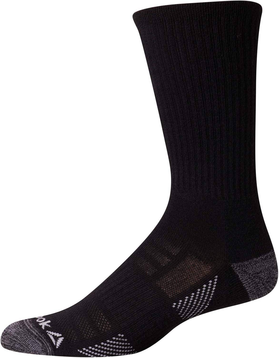 imageReebok Mens Athletic Crew Socks  5 Pack Moisture Wicking Cushioned Athletic Socks for Men with Reinforced Seams 6125Raven Black