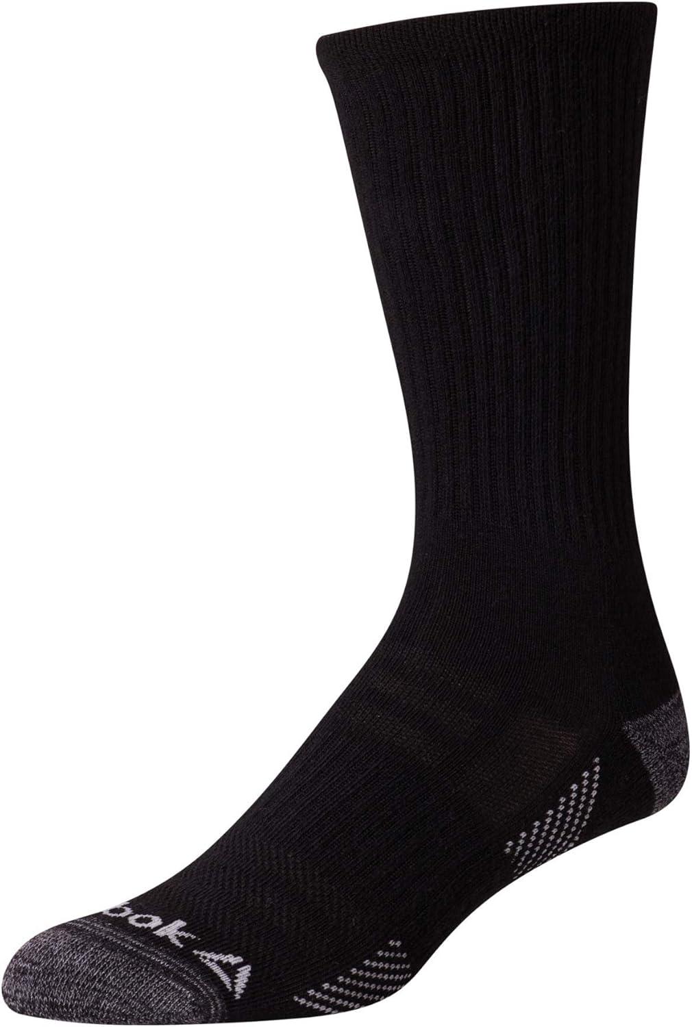 imageReebok Mens Athletic Crew Socks  5 Pack Moisture Wicking Cushioned Athletic Socks for Men with Reinforced Seams 6125Raven Black