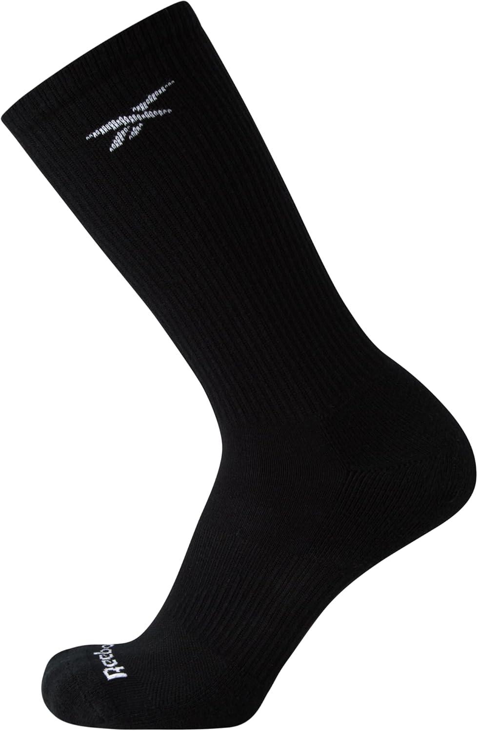 imageReebok Mens Athletic Socks  6 Pack Targeted Cushion Crew Socks  Breathable Cotton Blend Socks for Men Shoe Size 6125Black