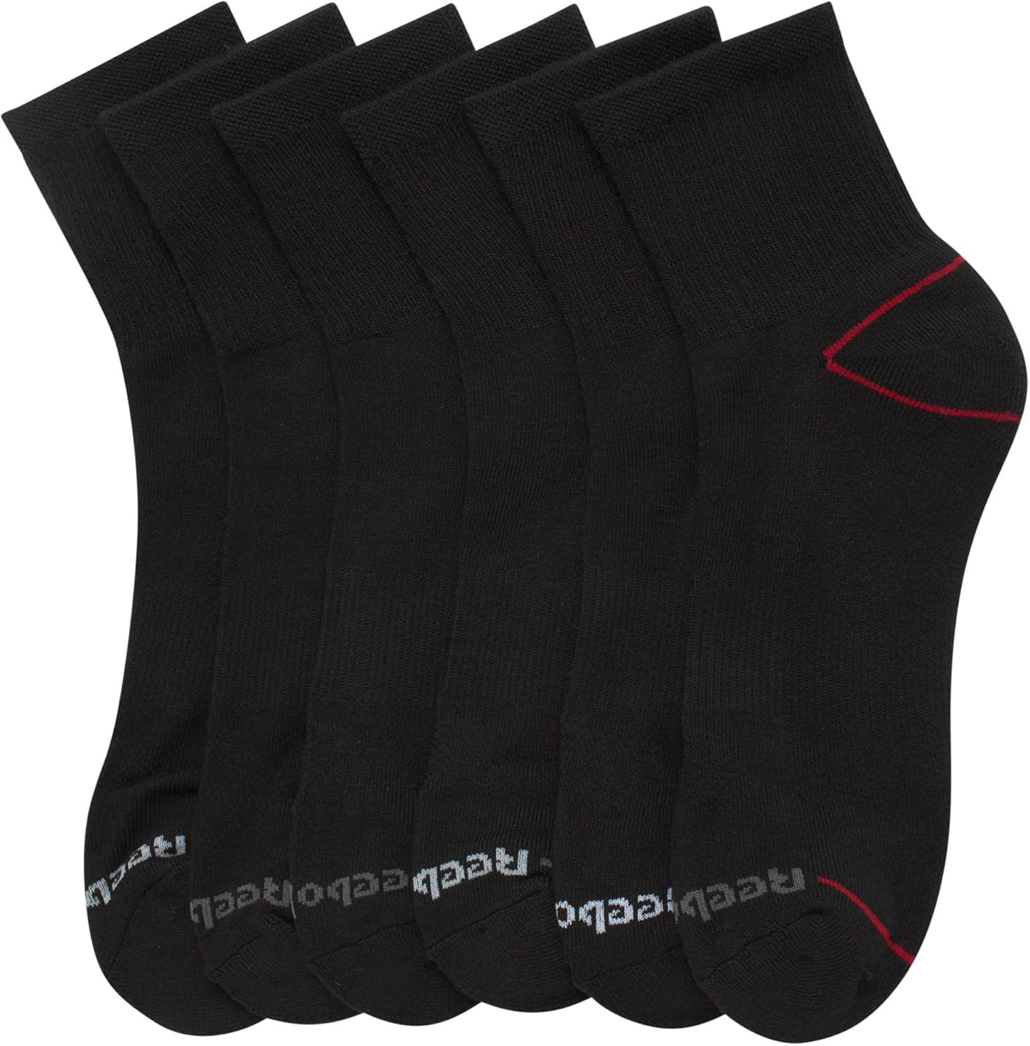 imageReebok Mens Athletic Socks  Cushion High Quarter Cut Socks 6 PackBlack