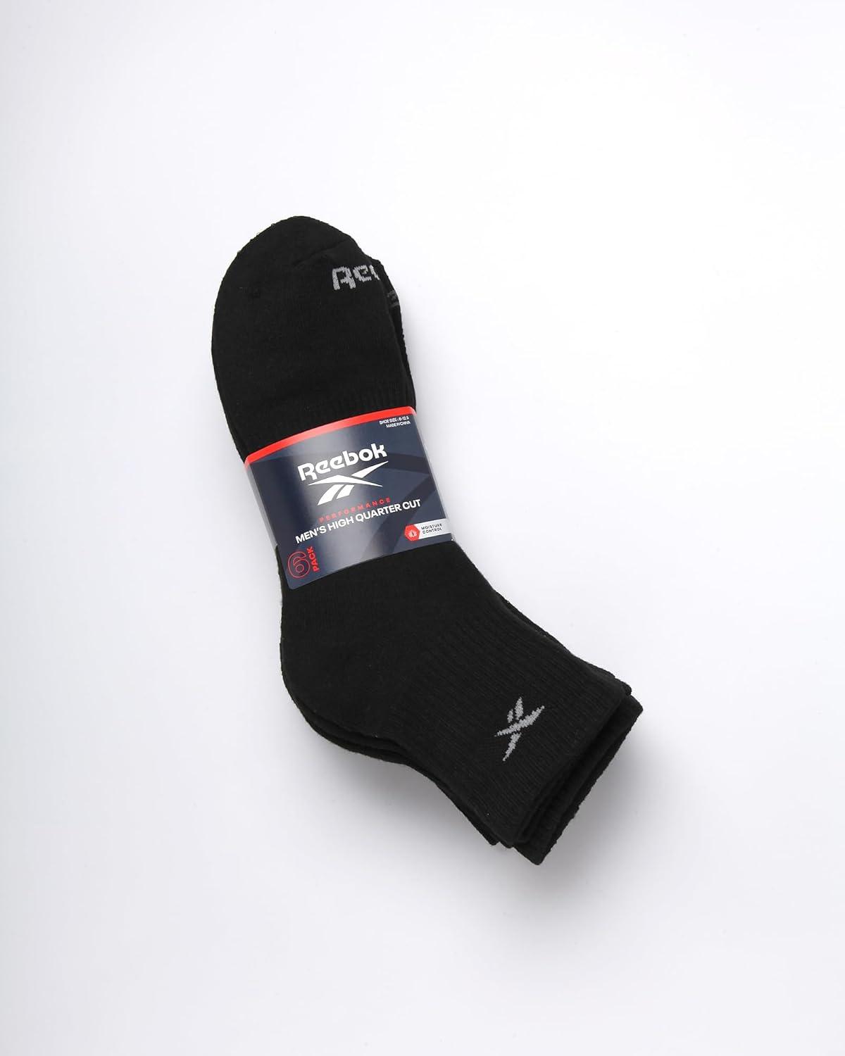 imageReebok Mens Athletic Socks  Cushion High Quarter Cut Socks 6 PackBlack Multi