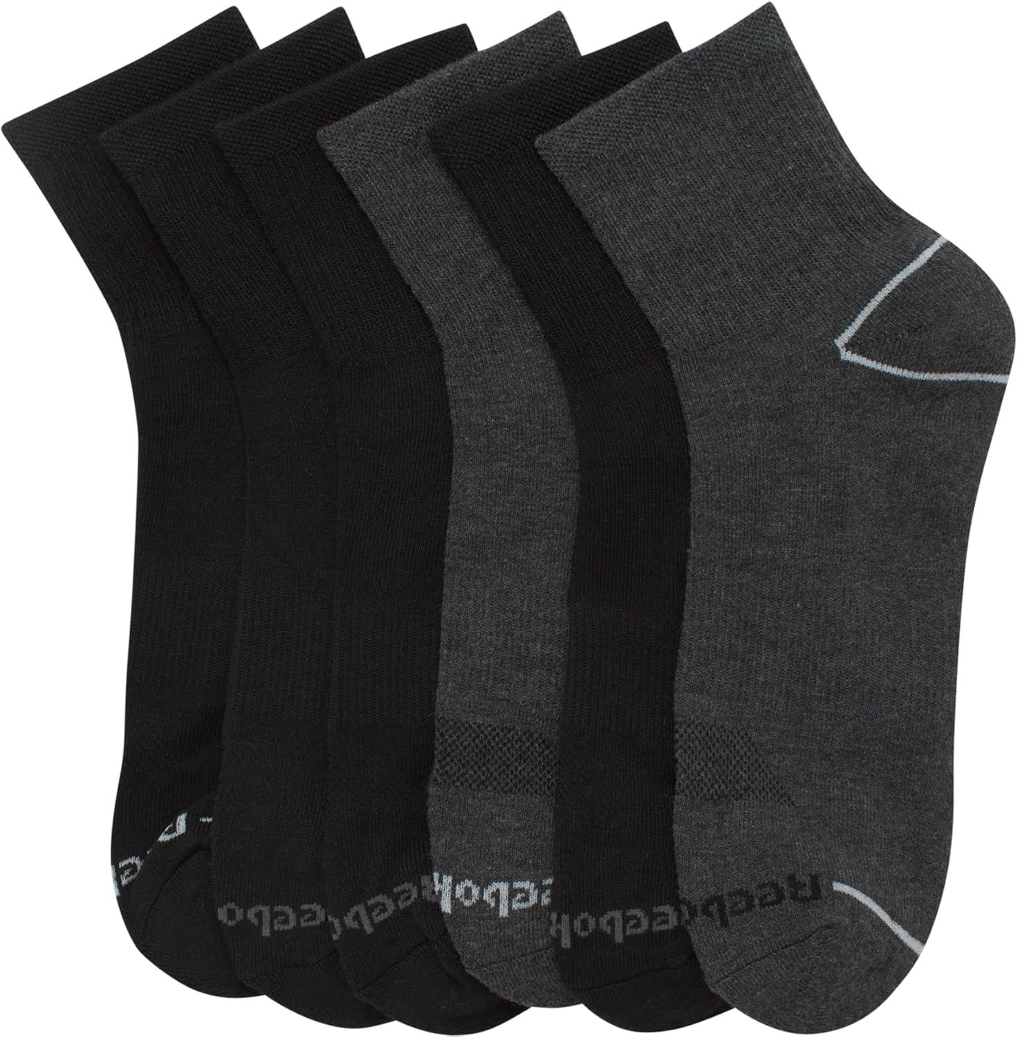 imageReebok Mens Athletic Socks  Cushion High Quarter Cut Socks 6 PackBlackGrey