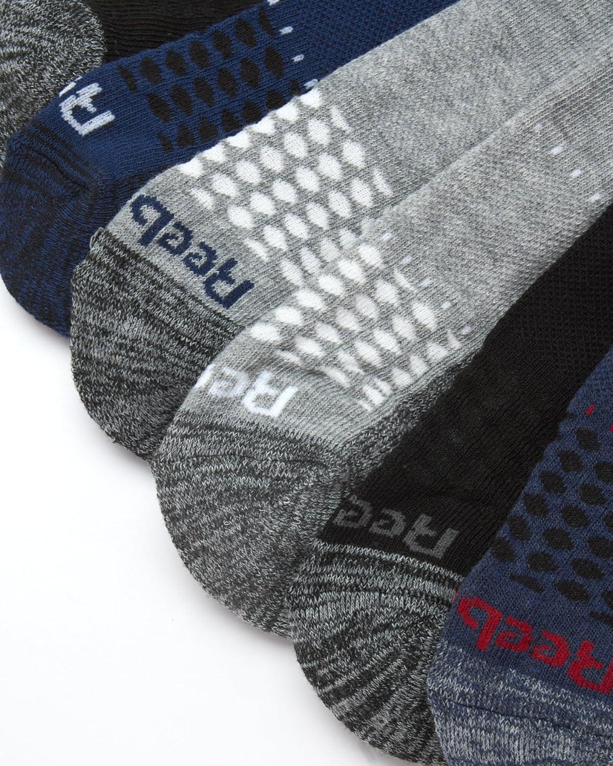 imageReebok Mens Athletic Socks  Cushion High Quarter Cut Socks 6 PackBlueBlackGrey