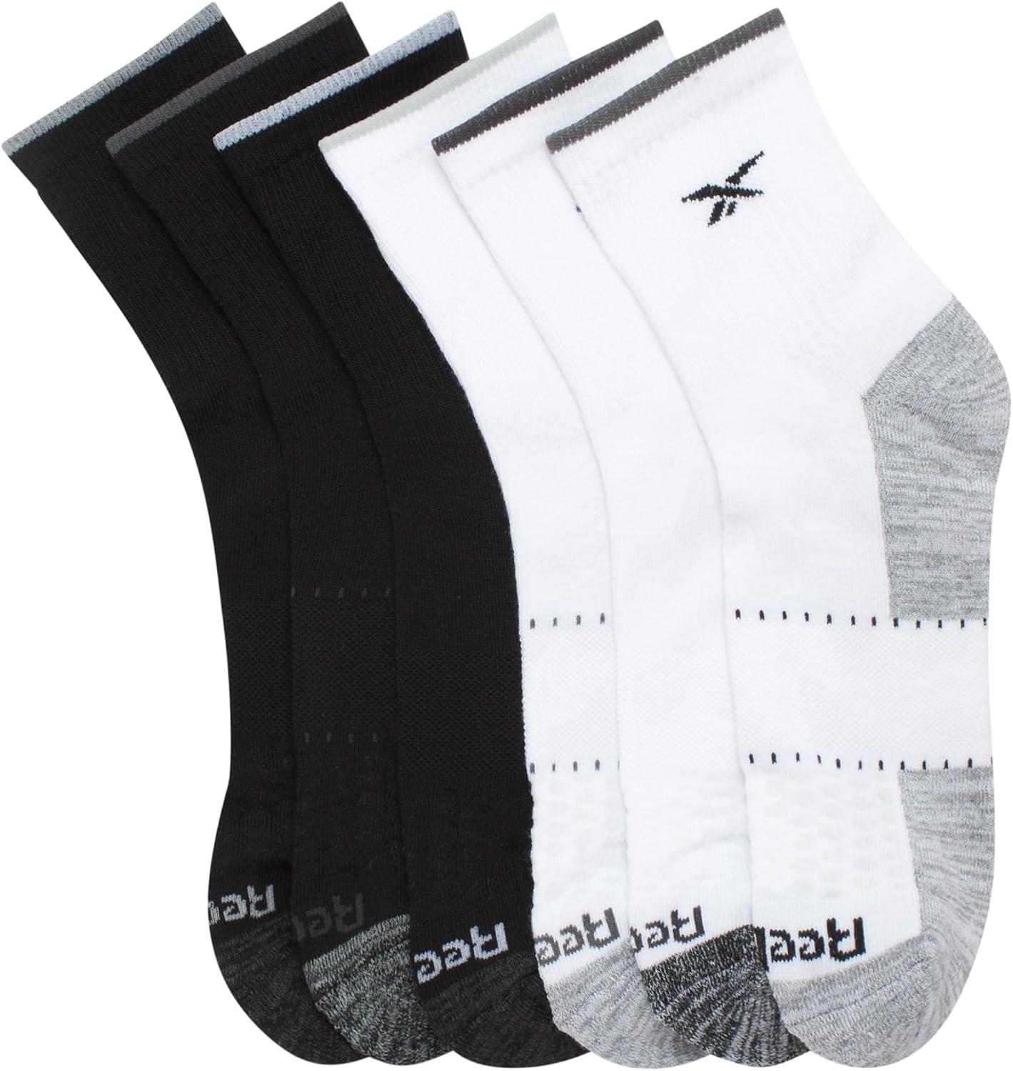 imageReebok Mens Athletic Socks  Cushion High Quarter Cut Socks 6 PackWhiteBlack