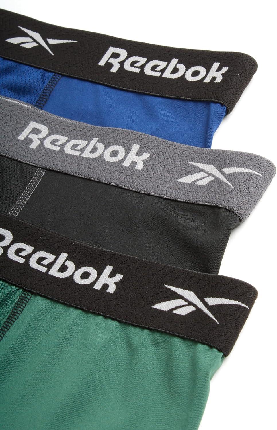 imageReebok Mens Boxer Briefs  3 Pack Comfort Stretch Sustainable Underwear Boxers for Men with Contour Pouch Sizes SXLGreenBlackBlue Depths