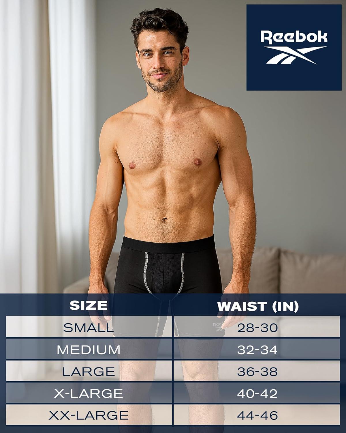 imageReebok Mens Boxer Briefs  3 Pack Comfort Stretch Sustainable Underwear Boxers for Men with Contour Pouch Sizes SXLMagnetBlackBlue