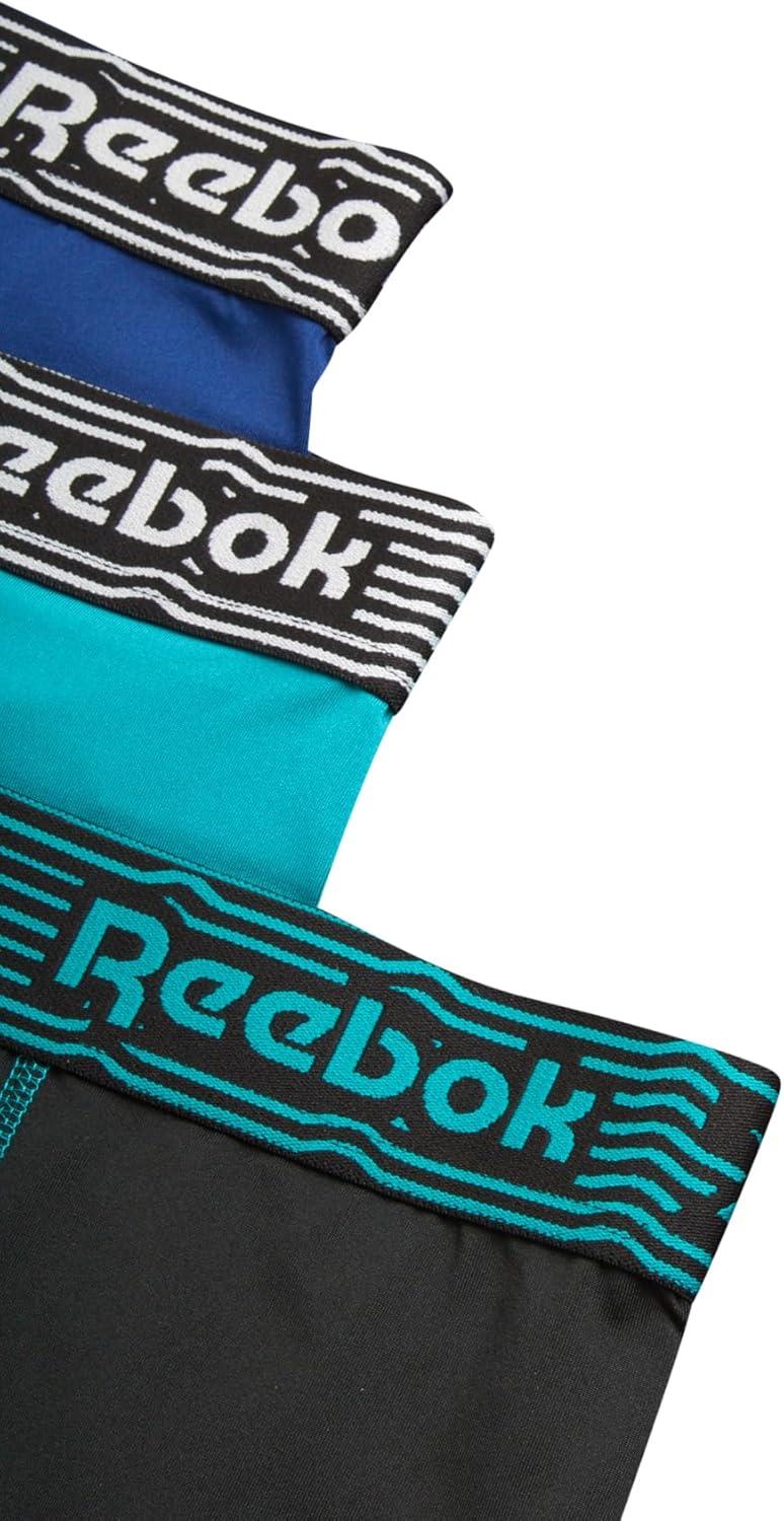 imageReebok Mens Boxer Briefs  3 Pack Stretch Moisture Wicking Mens Underwear with Contour Pouch Boxers for Men Sizes SXL Size Small 3pk BlackBlue DephtsDeep Lake