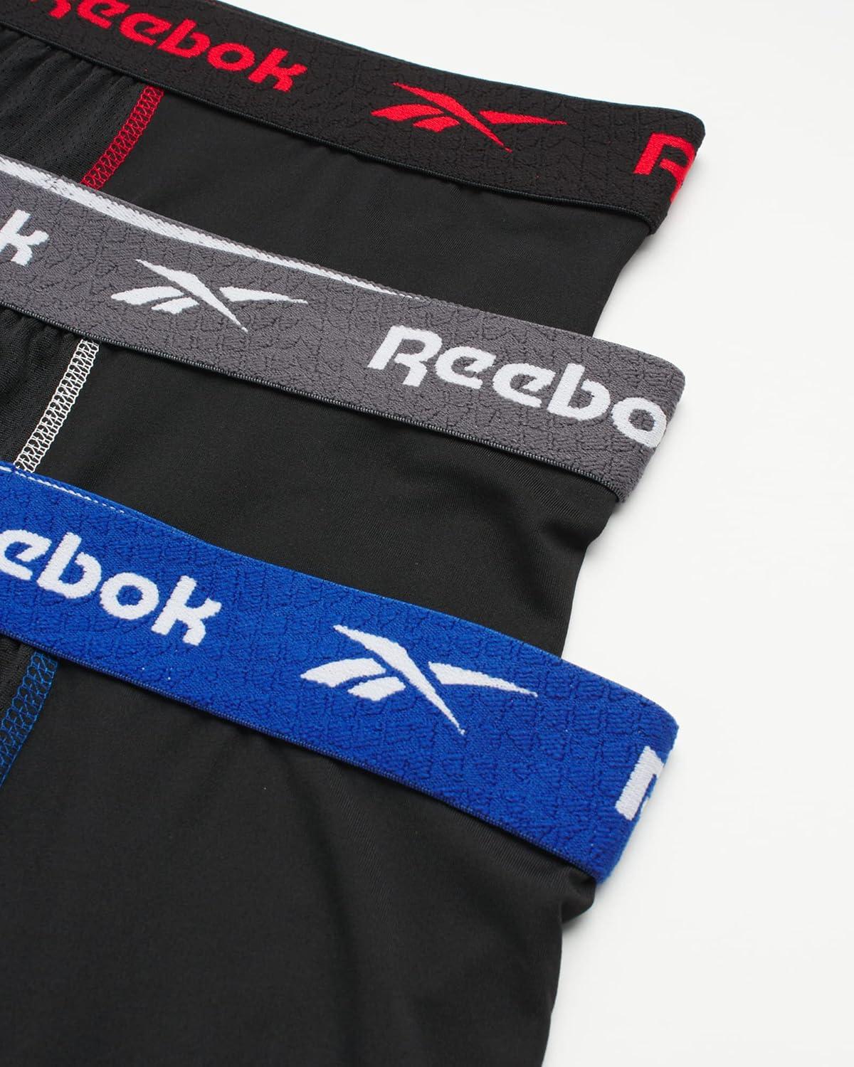 imageReebok Mens Boxer Briefs  3 Pack Stretch Moisture Wicking Mens Underwear with Contour Pouch Boxers for Men Sizes SXL3pk  All Black