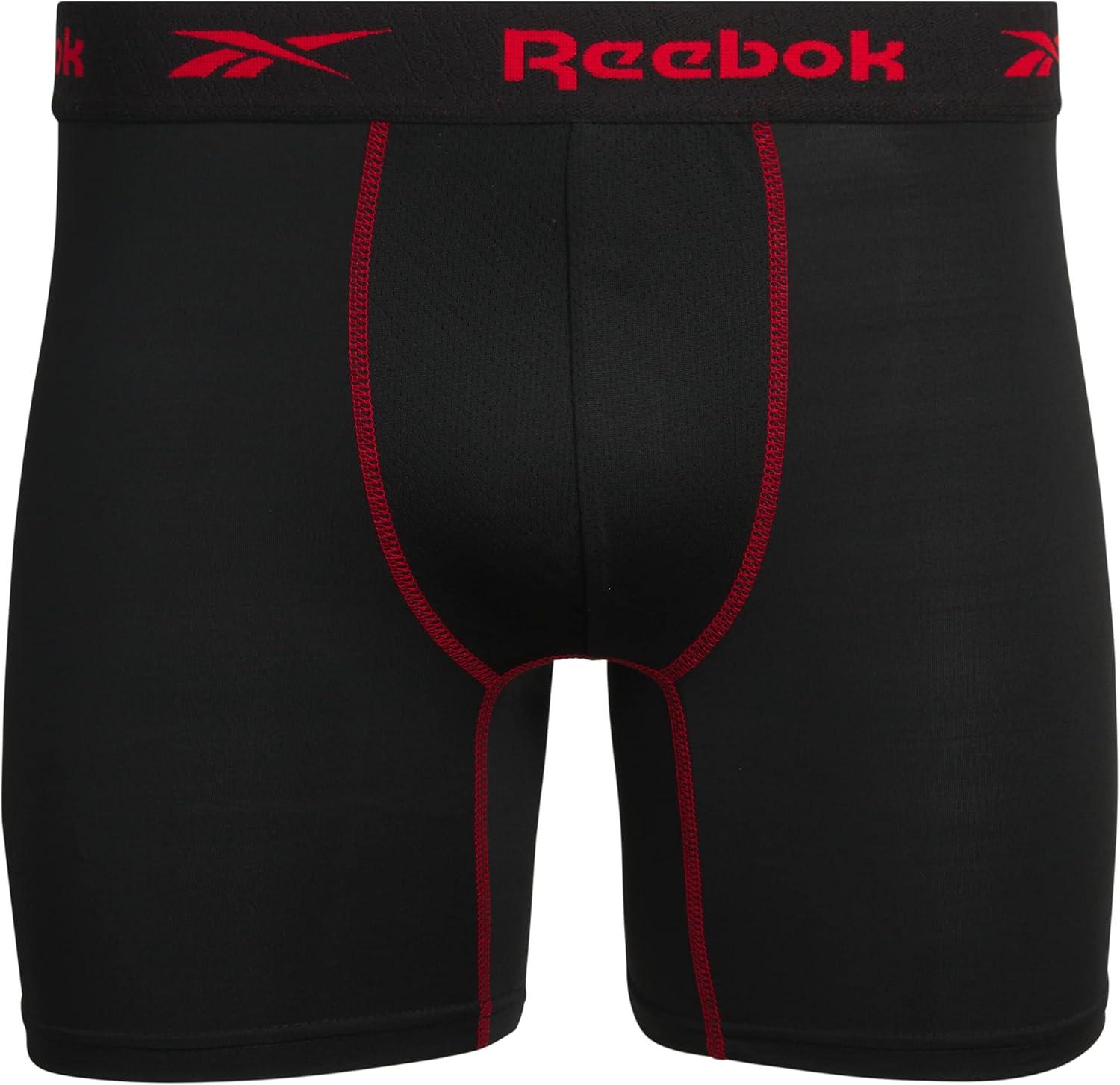 imageReebok Mens Boxer Briefs  3 Pack Stretch Moisture Wicking Mens Underwear with Contour Pouch Boxers for Men Sizes SXL3pk  All Black