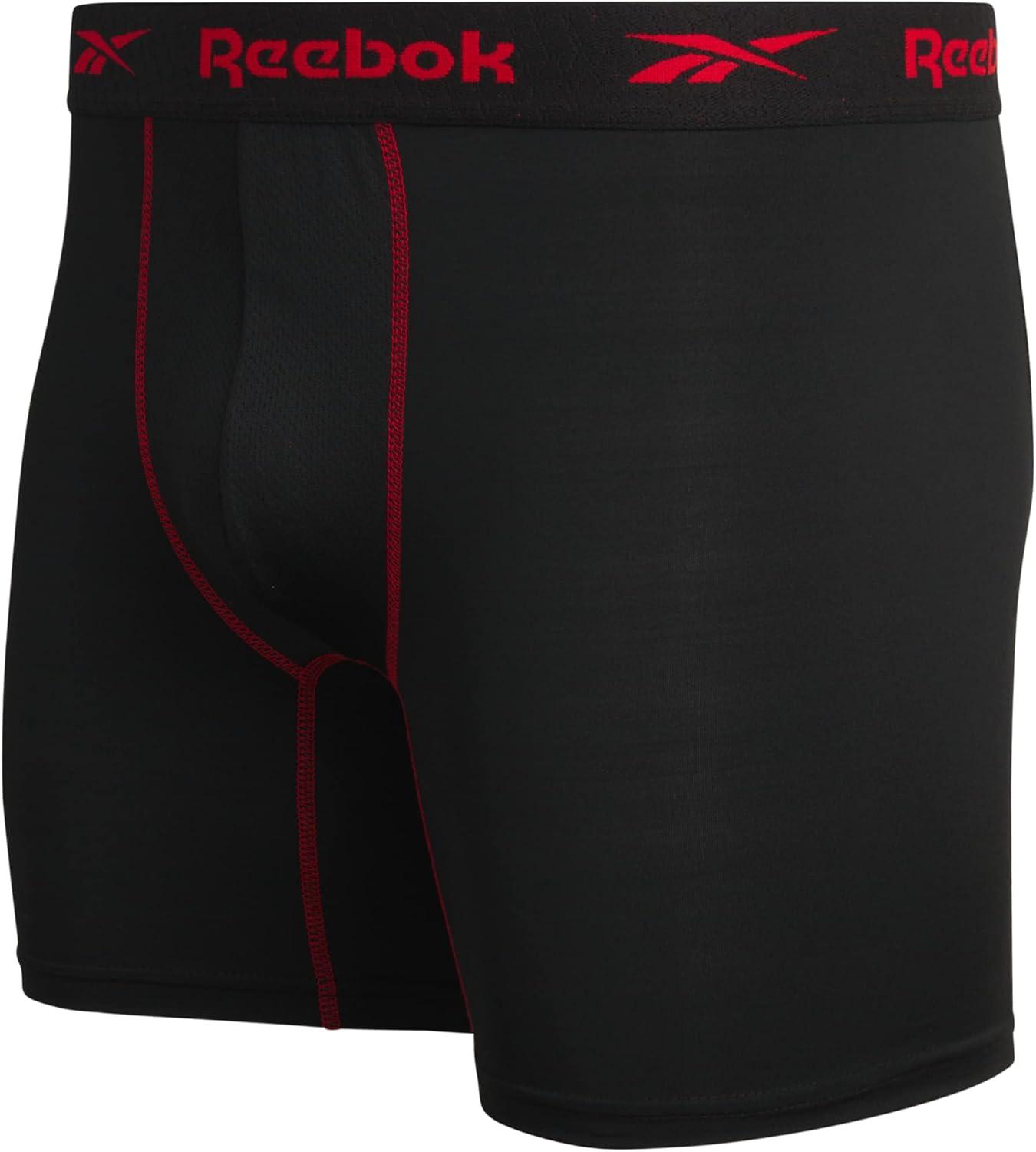 imageReebok Mens Boxer Briefs  3 Pack Stretch Moisture Wicking Mens Underwear with Contour Pouch Boxers for Men Sizes SXL3pk  All Black