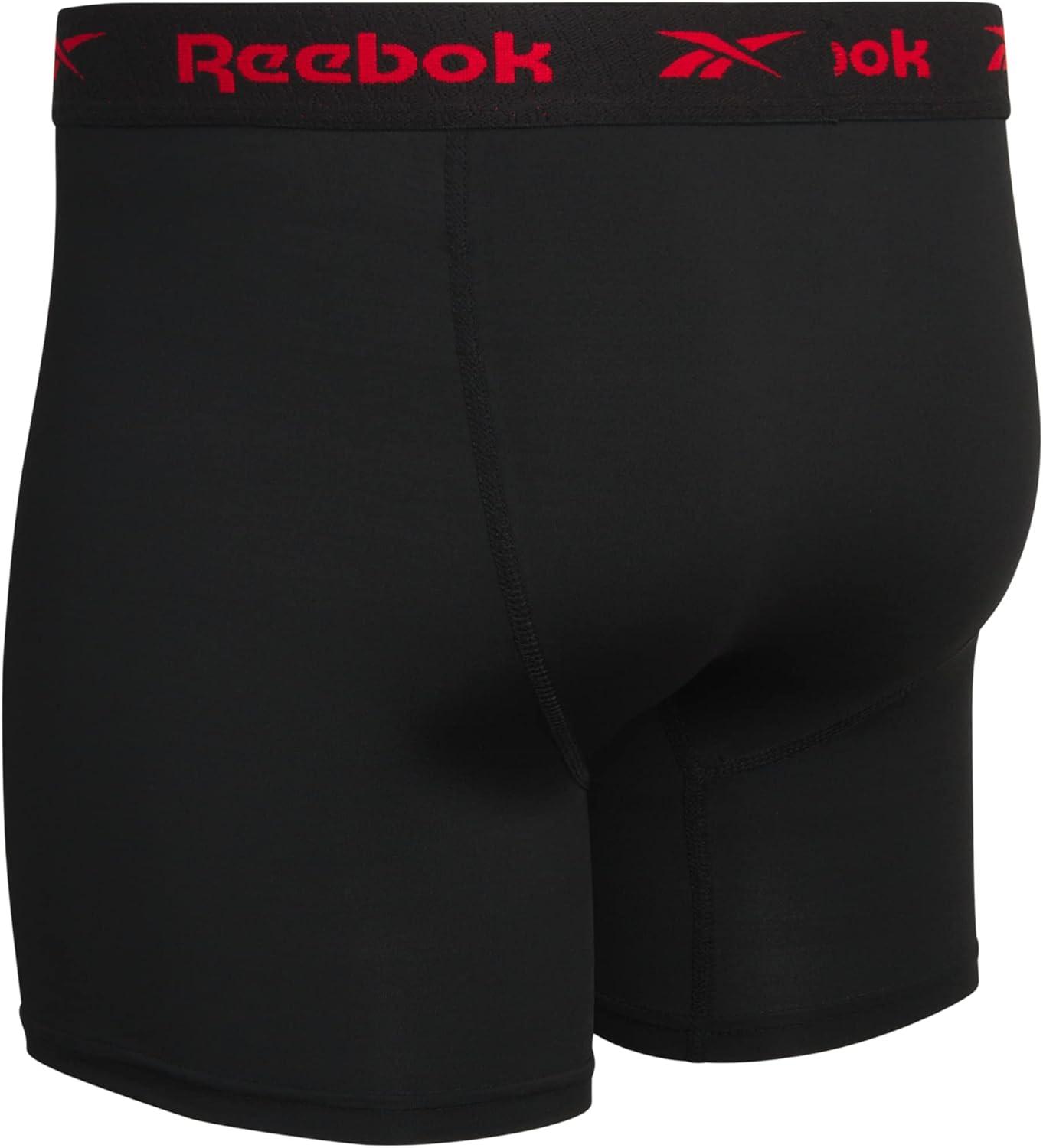 imageReebok Mens Boxer Briefs  3 Pack Stretch Moisture Wicking Mens Underwear with Contour Pouch Boxers for Men Sizes SXLAll Black Contrast