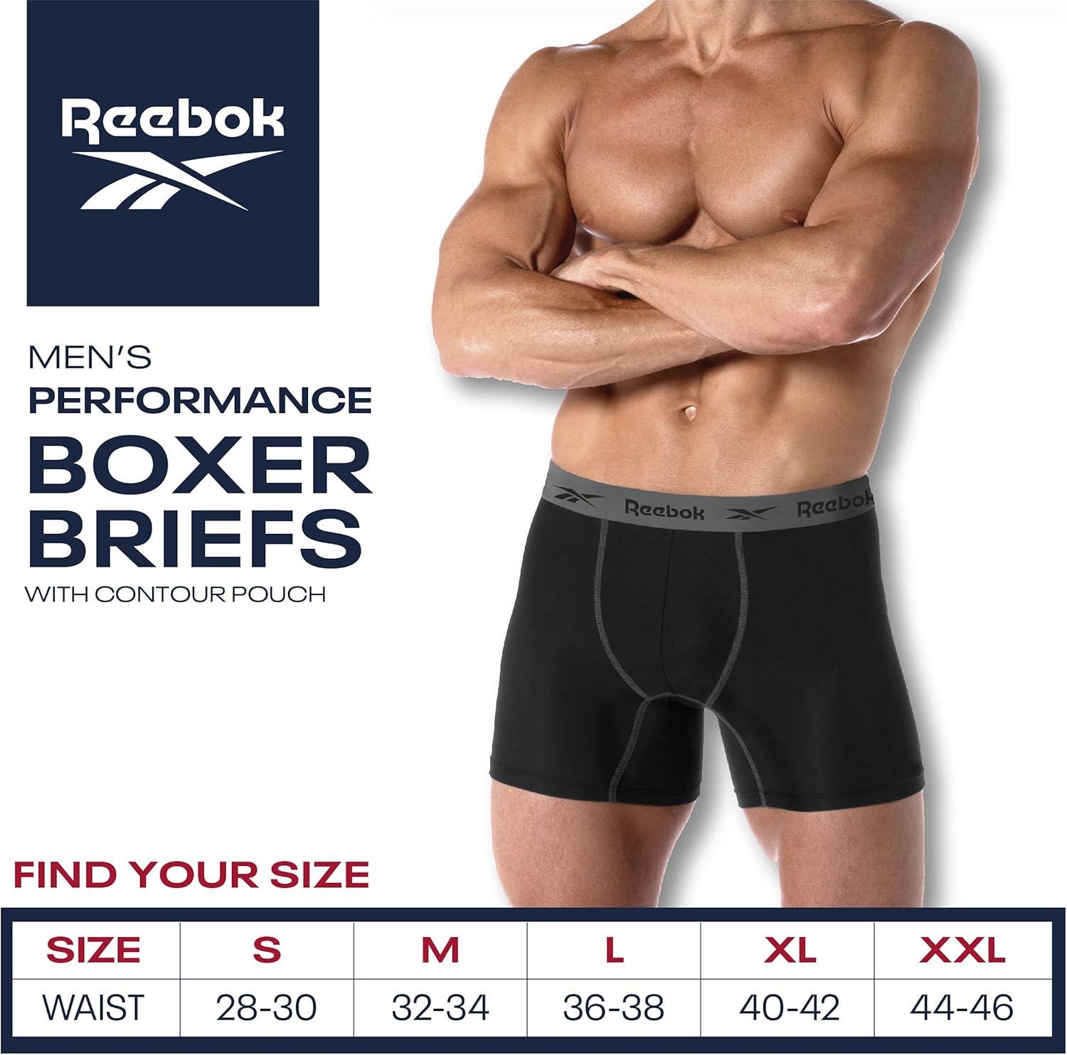 imageReebok Mens Boxer Briefs  3 Pack Stretch Moisture Wicking Mens Underwear with Contour Pouch Boxers for Men Sizes SXLBlack