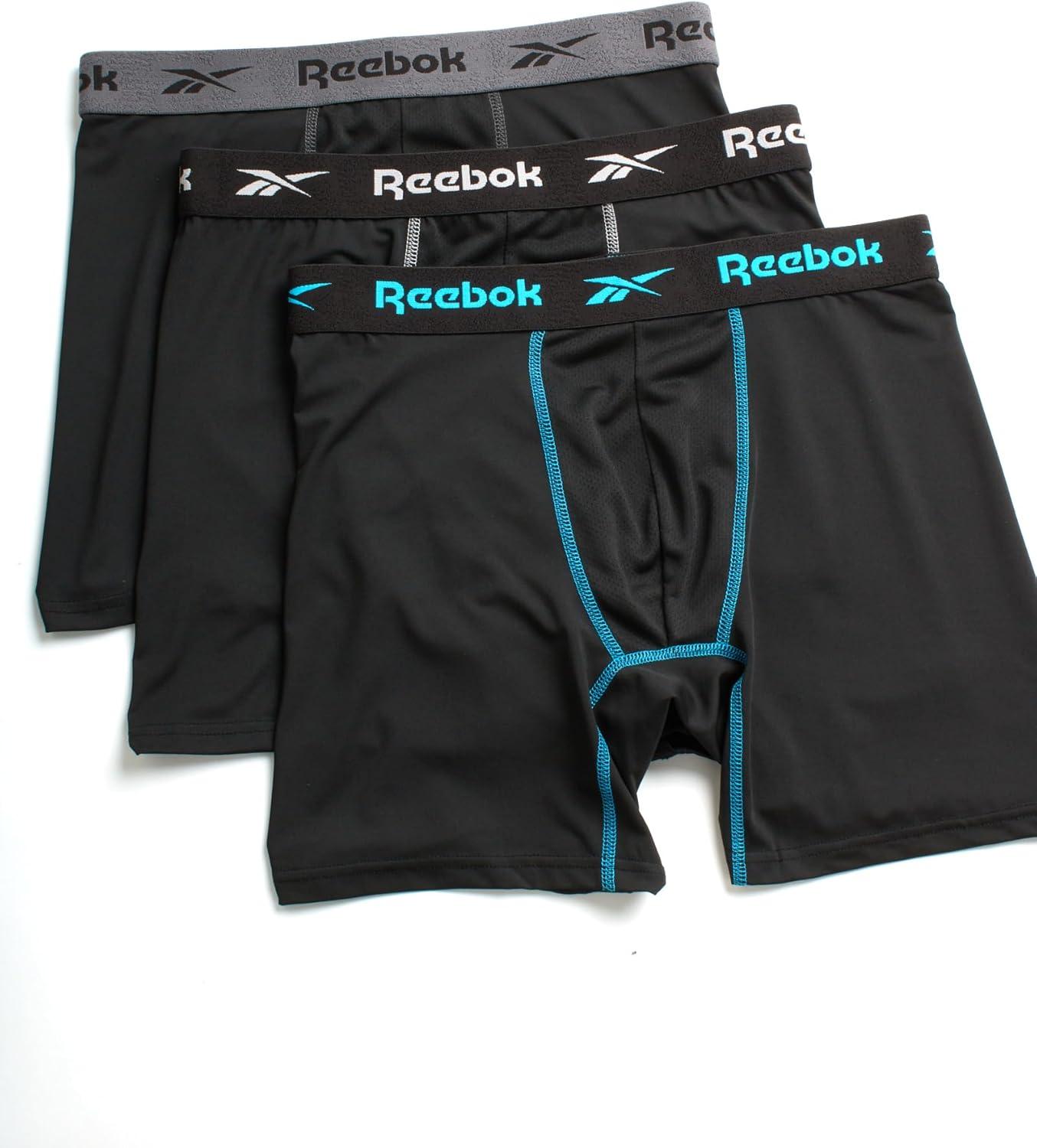 imageReebok Mens Boxer Briefs  3 Pack Stretch Moisture Wicking Mens Underwear with Contour Pouch Boxers for Men Sizes SXLBlackBlackBlack