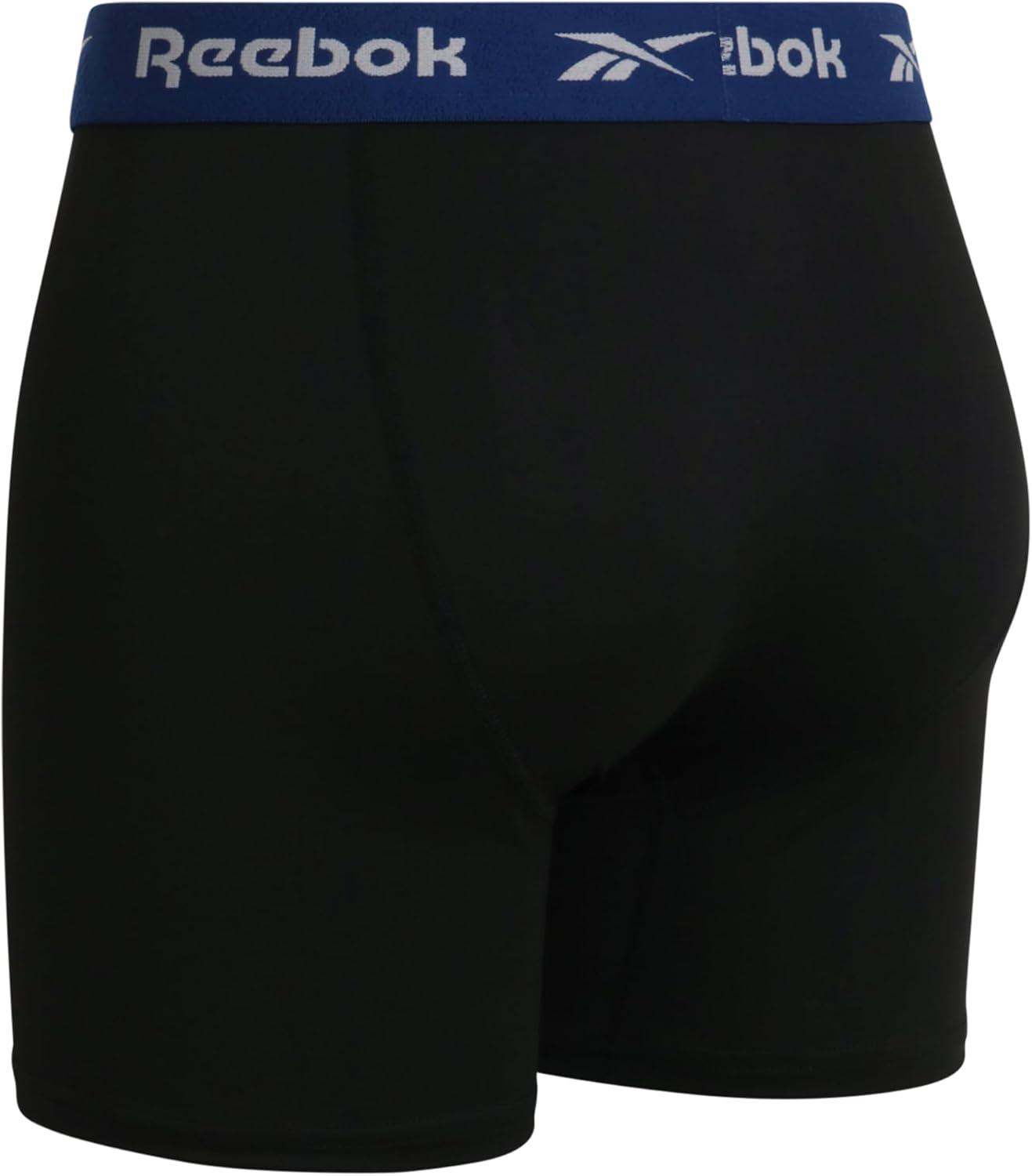 imageReebok Mens Boxer Briefs  3 Pack Stretch Moisture Wicking Mens Underwear with Contour Pouch Boxers for Men Sizes SXLBlackBlackBlue Depths