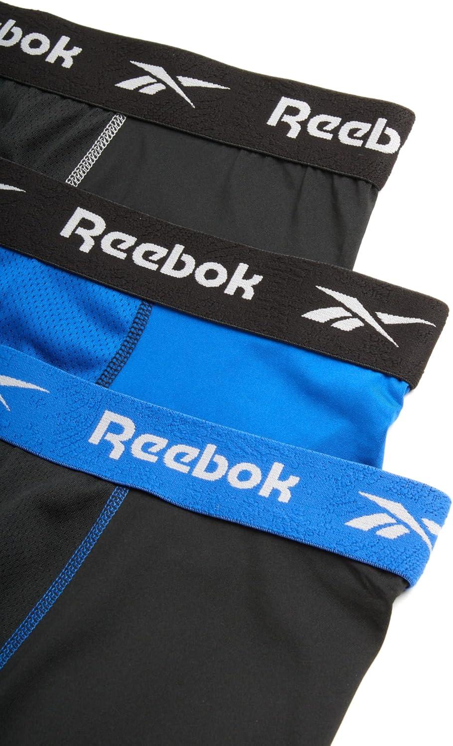 imageReebok Mens Boxer Briefs  3 Pack Stretch Moisture Wicking Mens Underwear with Contour Pouch Boxers for Men Sizes SXLBlackBlackSurf the Web